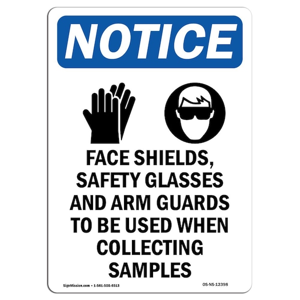 OSHA Sign, Face Shields Safety With Symbol, 5in X 3.5in Decal, 10PK, 3.5" W, 5" H, Portrait, PK10
